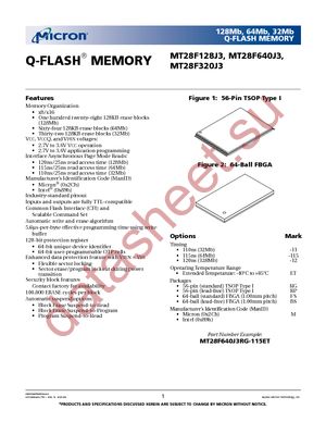 MT28F640J3FS-115 MET datasheet  